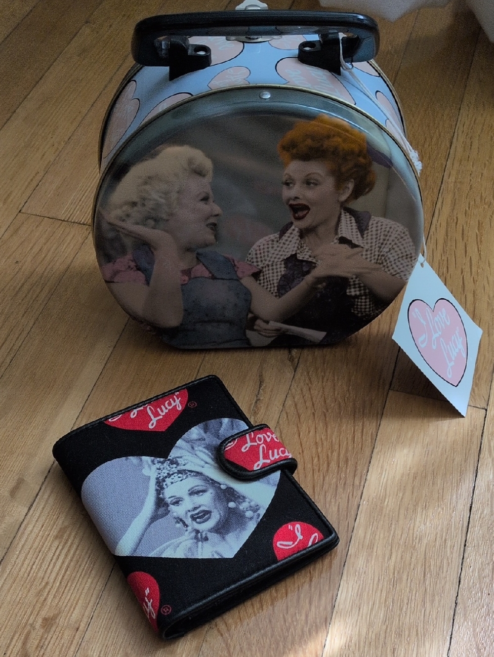 I Love Lucy Bi-Fold Wallet & Collectible I Love Lucy Tin Tote.  Never Used.